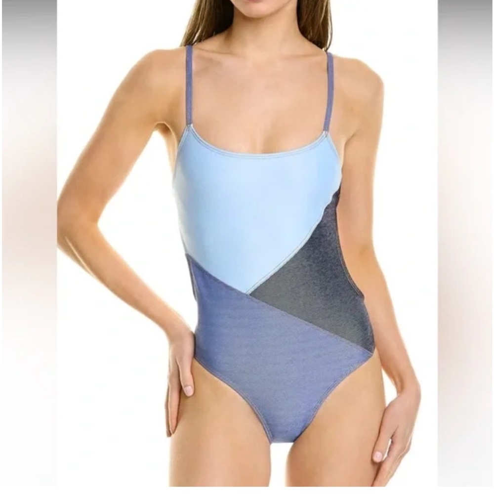 Solid & Striped Gabby Denim Patchwork Swimsuit
Size Small 
NWT
SOLID & STRIPED